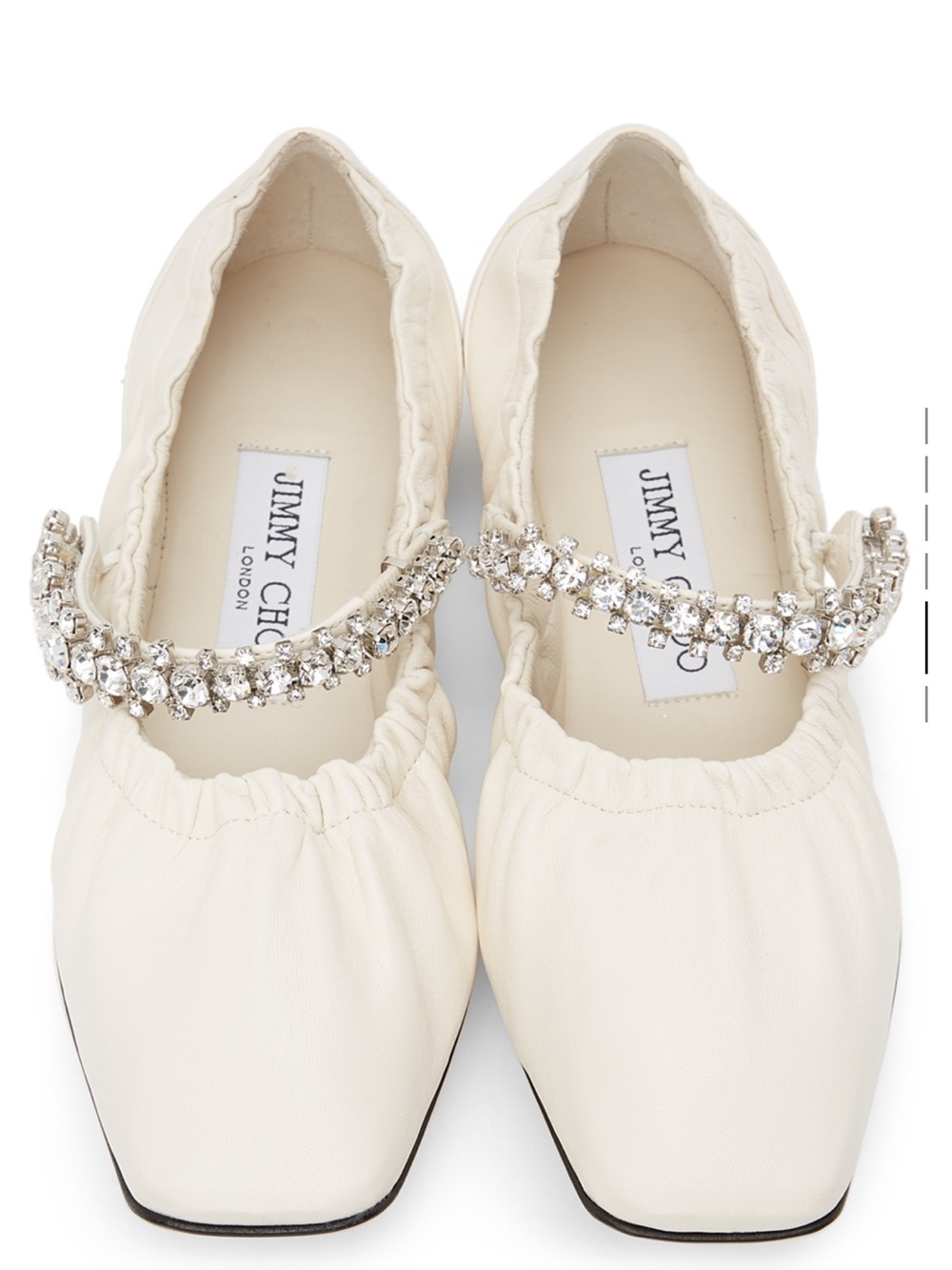 Jimmy Choo Ivory Crystal-Strap Ballet Flats